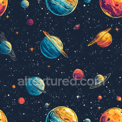 seamless Seamless 3D Stylized Space PBR Texture Featuring Colorful Planets and Starfield texture 8k free download PBR