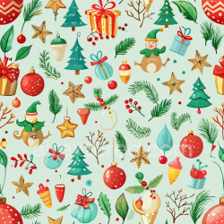 seamless Seamless 3D PBR Christmas Digital Paper Texture with Colorful Holiday Icons texture 8k free download PBR