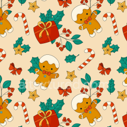 seamless Seamless 3D PBR Christmas digital paper texture with gingerbread men and festive elements texture 8k free download PBR