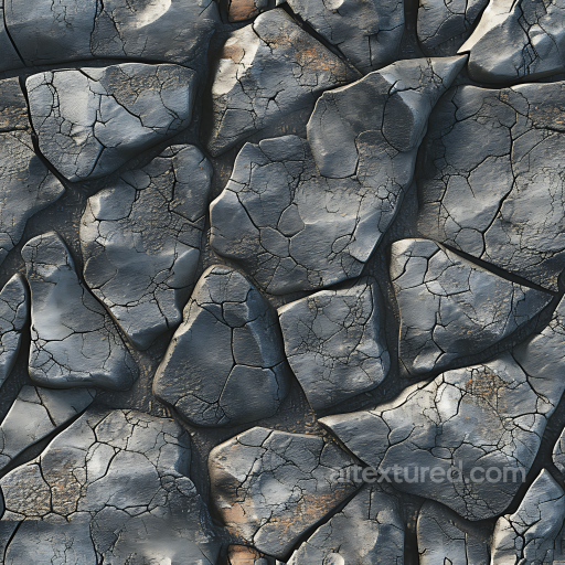 Cracked Dark Stone Rock Ground Seamless Texture with Weathered Surface seamless Stone PBR texture