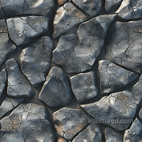 Cracked Dark Stone Rock Ground Seamless Texture with Weathered Surface Stone texture preview