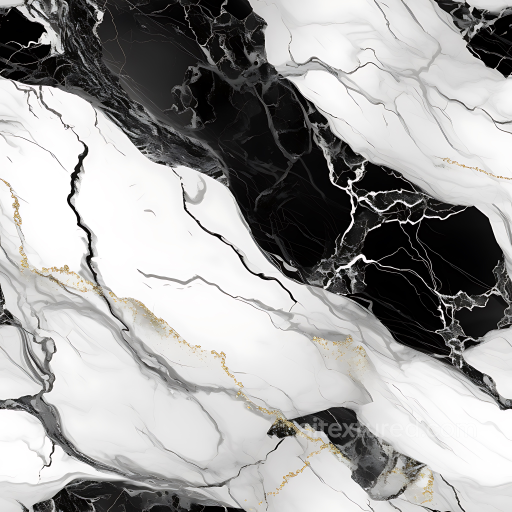 Black and White Marble PBR Texture Featuring Polished Surface and Gold Veining seamless Marble PBR texture