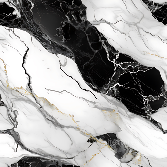 Black and White Marble PBR Texture Featuring Polished Surface and Gold Veining Marble texture preview