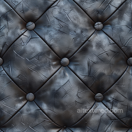 Black Distressed Quilted Leather PBR Texture with Button Tufting seamless Leather PBR texture