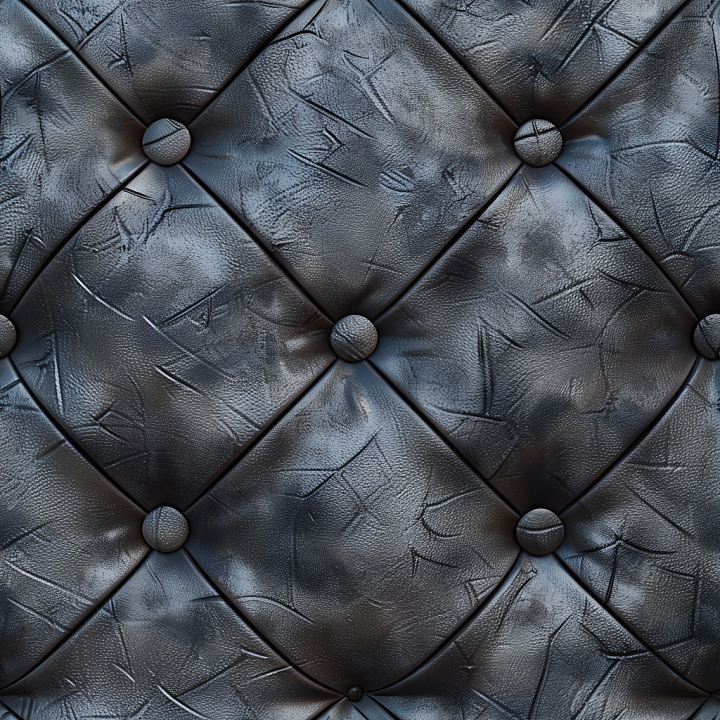 Black Distressed Quilted Leather with Button Tufting seamless PBR texture preview