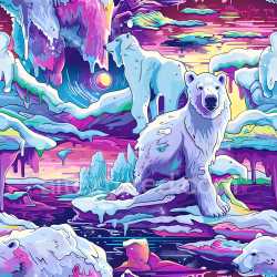 seamless Seamless 3D PBR Graffiti Texture Featuring Vibrant Arctic Bear Mural in Neon Style texture 8k free download PBR