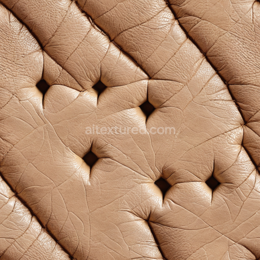 Seamless 3D PBR Tan Quilted Leather Texture with Detailed Wrinkles and Soft Sheen