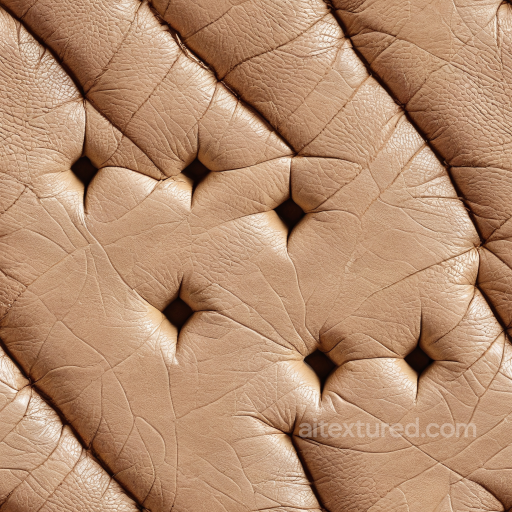 Tan Quilted Leather Texture with Detailed Wrinkles and Soft Sheen seamless Leather PBR texture