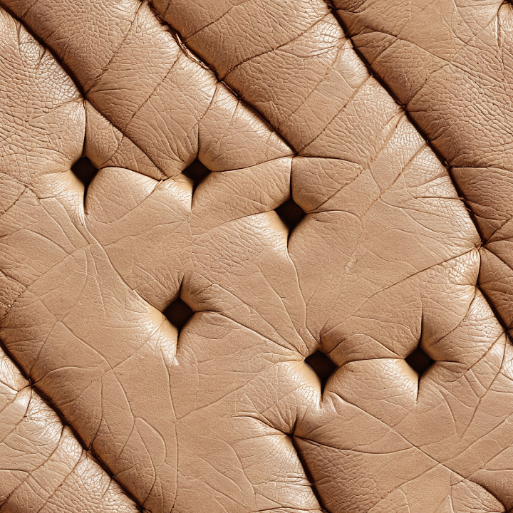 Tan Quilted Leather with Detailed Wrinkles and Soft Sheen seamless PBR texture preview