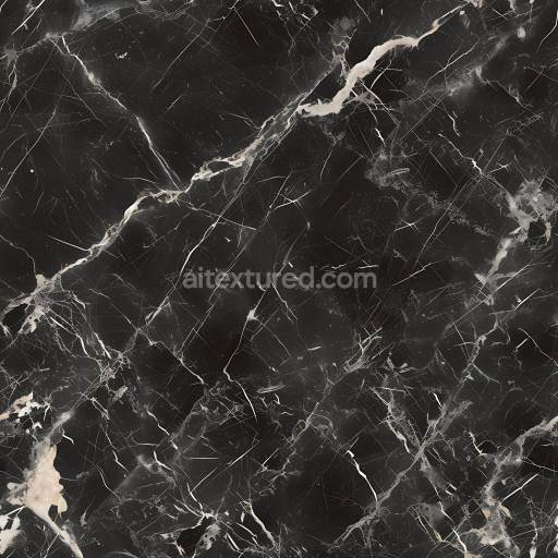 Seamless 3D Black Marble PBR Texture with Natural White Veins and Polished Finish