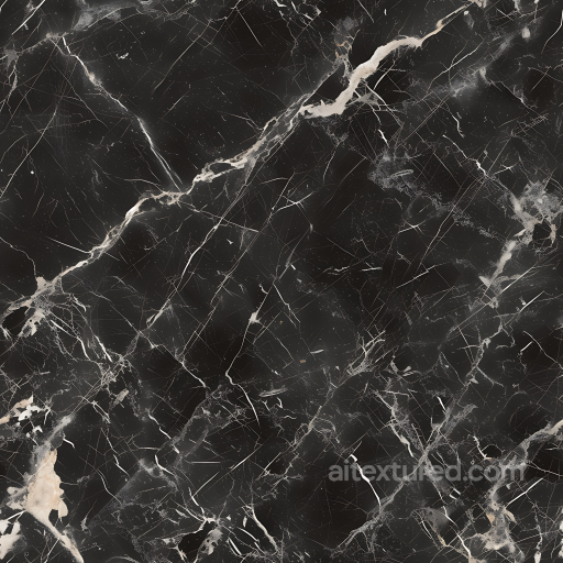 Black Marble PBR Texture with Natural White Veins and Polished Finish seamless Marble PBR texture