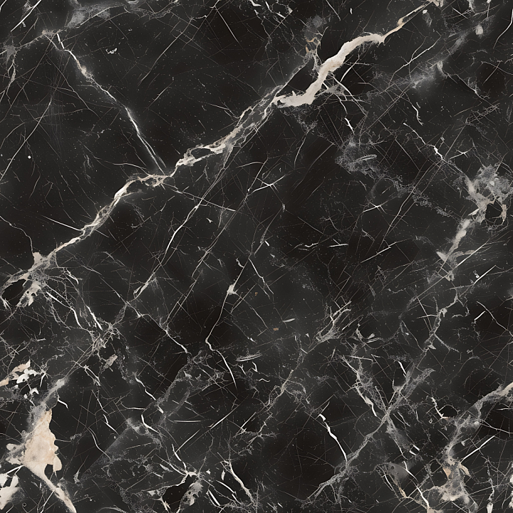 Black Marble with Natural White Veins and Polished Finish seamless PBR texture preview