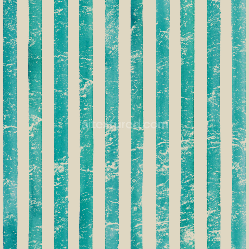 Seamless 3D PBR Texture of Turquoise Watercolor Vertical Stripes on Cream Background