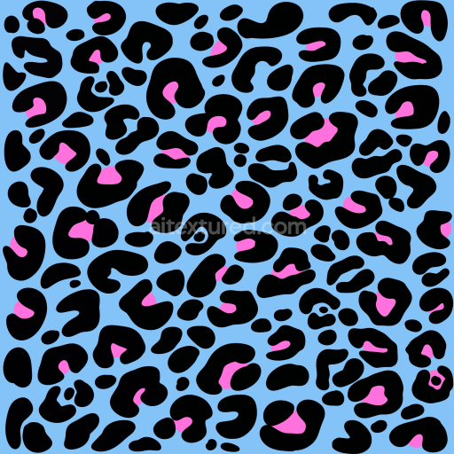 Seamless 3D PBR Leopard Print Texture in Blue, Black, and Pink