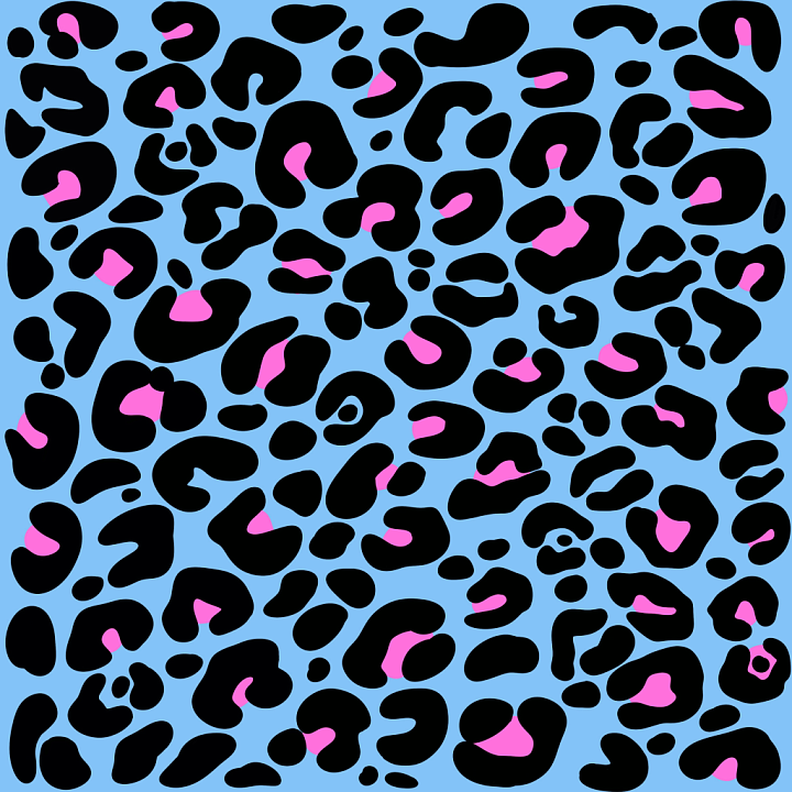 Leopard Print in Blue, Black, and Pink seamless PBR texture preview