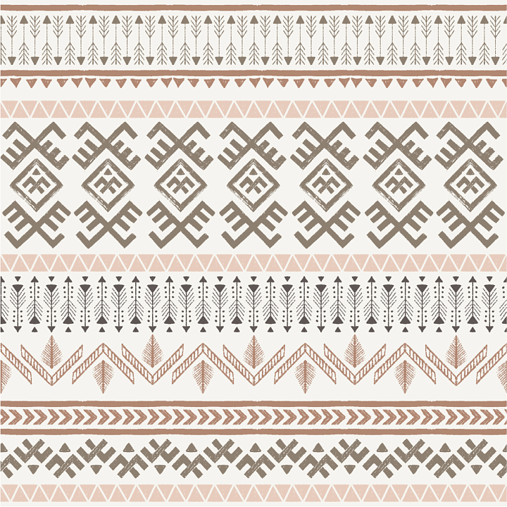 Boho Tribal Pattern Fabric in Earth Tones seamless PBR texture preview