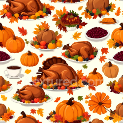 seamless Seamless 3D PBR Texture Featuring Colorful Thanksgiving Harvest Elements texture 8k free download PBR