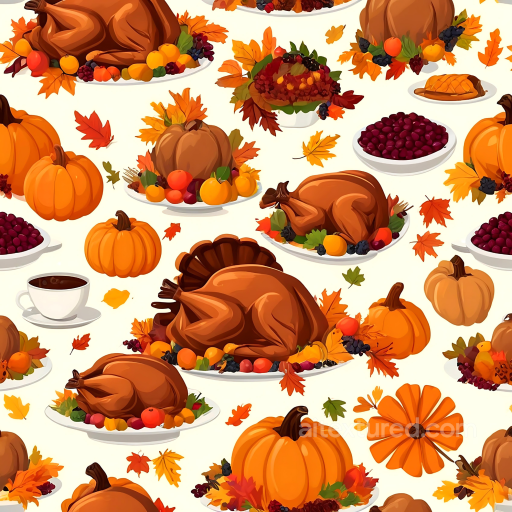Featuring Colorful Thanksgiving Harvest Elements seamless Thanksgiving PBR texture