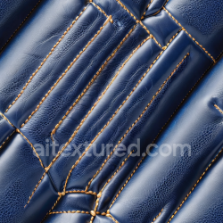 seamless Seamless 3D PBR dark blue quilted leather texture with detailed stitching texture 8k free download PBR