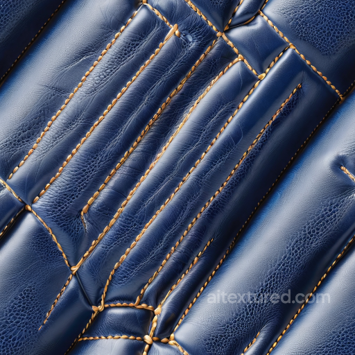 Dark Blue Quilted Leather Texture With Detailed Stitching seamless Leather PBR texture