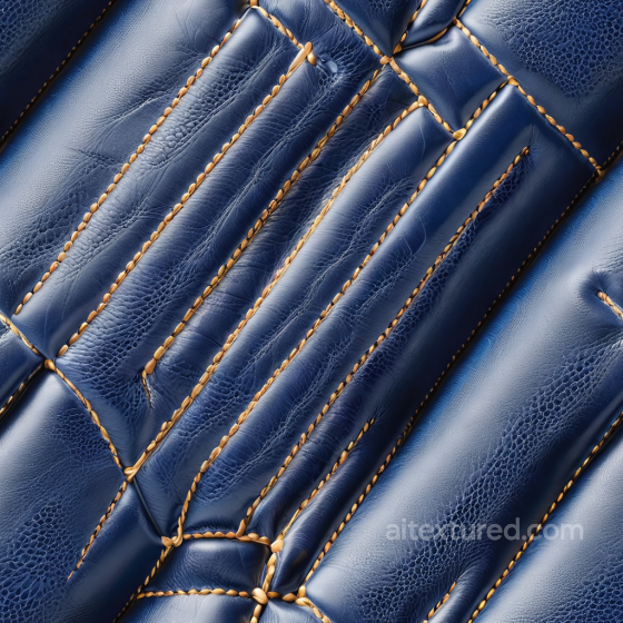 Dark Blue Quilted Leather Texture With Detailed Stitching Leather texture preview