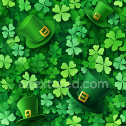 seamless Seamless 3D PBR texture featuring green shamrocks and leprechaun hats texture 8k free download PBR