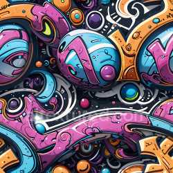 seamless Seamless 3D PBR Texture Featuring Vibrant Colorful Graffiti Shapes texture 8k free download PBR