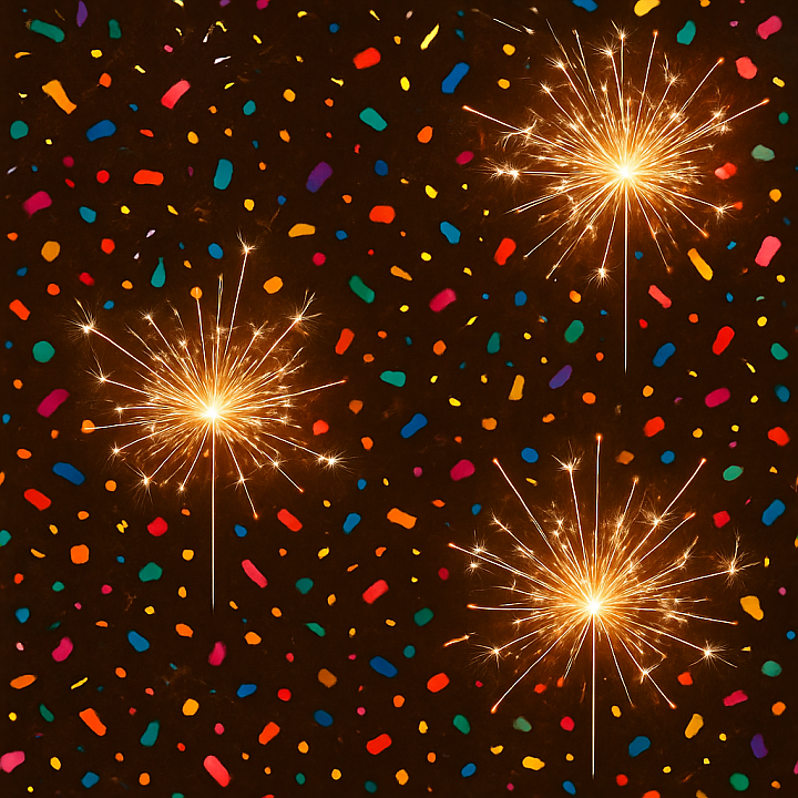 Sparkling Sparklers And Sparkler Light Party Confetti For New Year seamless PBR texture preview