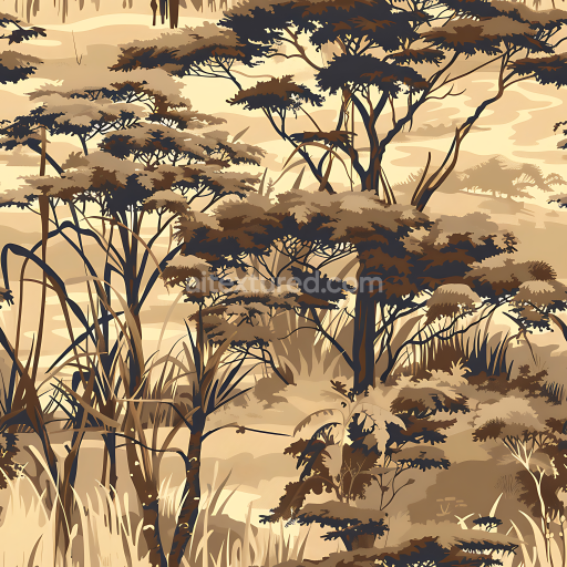Seamless 3D African Savanna Camouflage PBR Texture with Brown and Tan Woodland Patterns