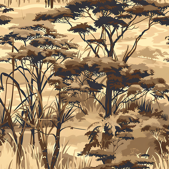 African Savanna Camouflage with Brown and Tan Woodland Patterns seamless PBR texture preview