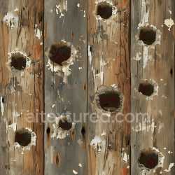 seamless Seamless 3D Weathered Wood PBR Texture Featuring Large Holes and Peeling Paint texture 8k free download PBR
