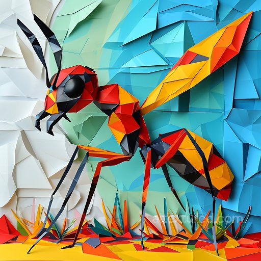 Animal - Seamless 3D PBR Texture Featuring Vibrant Origami Carpenter Ant Design texture preview