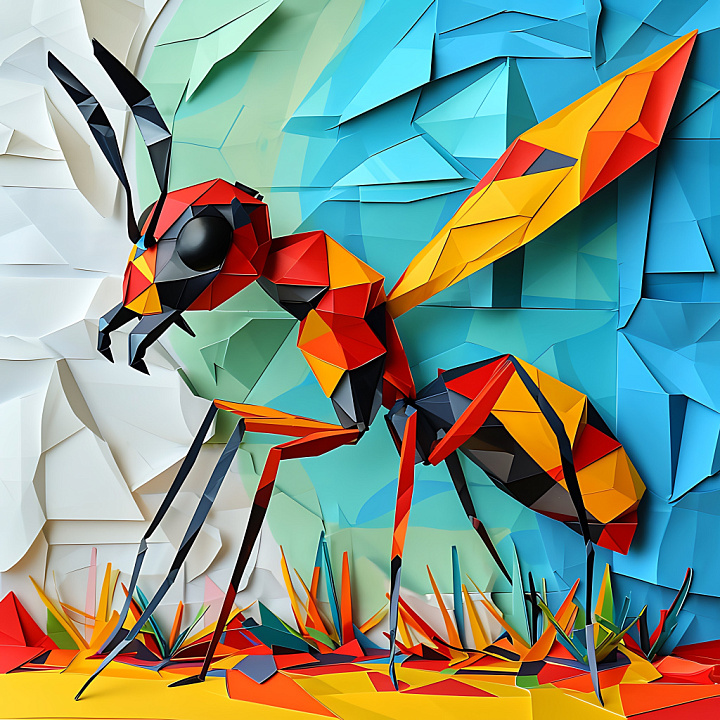Featuring Vibrant Origami Carpenter Ant Design seamless PBR texture preview