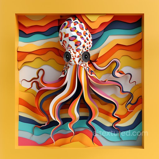 Animal - Seamless 3D PBR Texture of Vibrant Multicolor Cuttlefish Pattern and Striped Tentacles texture preview