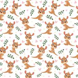 Pattern Bundle - Seamless 3D PBR Pattern Texture Featuring Playful Kangaroo Motifs with Leafy and Heart Ac… texture preview
