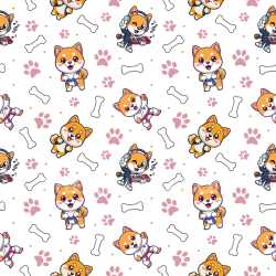 Pattern Bundle - Seamless 3D Pattern PBR Texture Featuring Playful Cartoon Dog Motifs and Cute Pet Elements texture preview