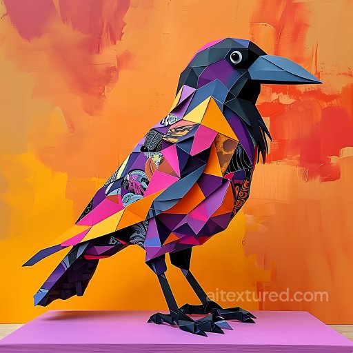 Animal - Seamless 3D PBR Texture Featuring Colorful Origami-Inspired Crow Geometry texture preview