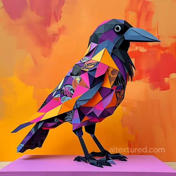 Featuring Colorful Origami-Inspired Crow Geometry Animal texture preview