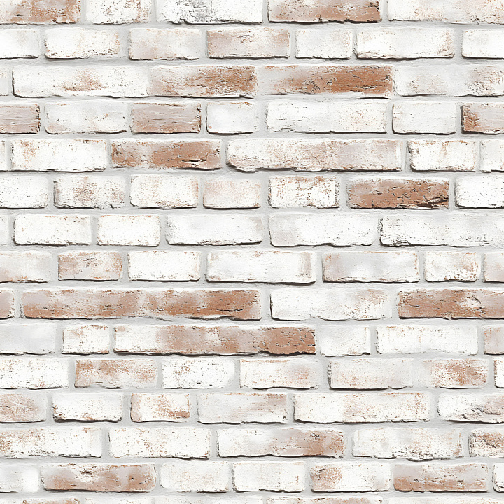 Cracked Rustic White Brick Wall with Worn Surface seamless PBR texture preview