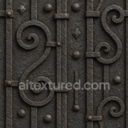 seamless Seamless 8k 3d texture pbr wrought iron fence with decorative iron and oxidized metal surfaces texture 8k free download PBR