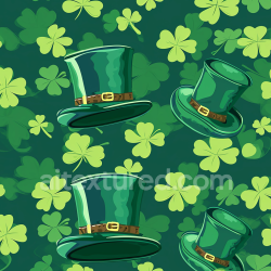 seamless Seamless 3D PBR texture with bright green St Patrick hats and clover pattern texture 8k free download PBR