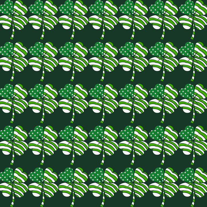 Stylized St Patrick Clover Pattern in Green seamless PBR texture preview