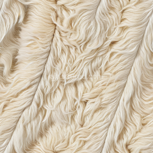 Seamless 3D Shearling Wool PBR Texture in Creamy Off-White with Dense, Curly Fur