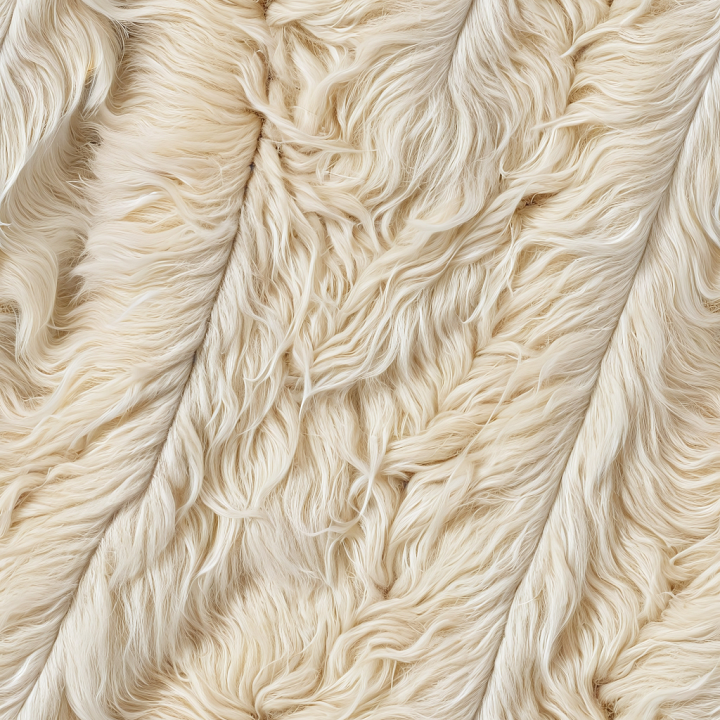 Shearling Wool in Creamy Off-White with Dense, Curly Fur seamless PBR texture preview