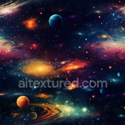 seamless Seamless 3D Space PBR Texture Featuring Vibrant Nebulae, Galaxies & Planets texture 8k free download PBR