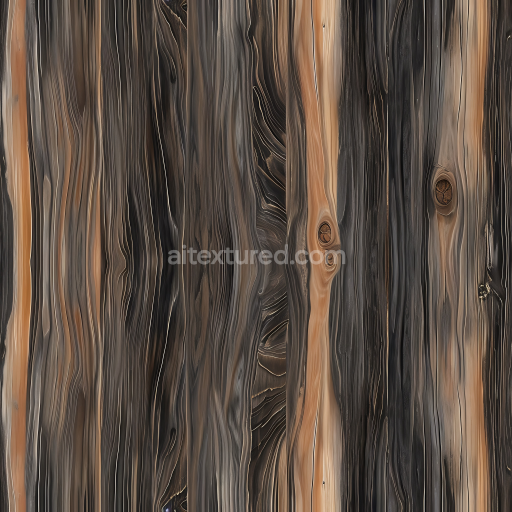 Seamless 3D PBR Texture of Smoked Wood Planks with Rich Grain and Knots
