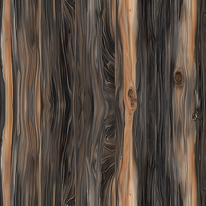 Smoked Wood Planks with Rich Grain and Knots seamless PBR texture preview