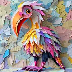 seamless Seamless 3D PBR Texture of a Vibrant Origami-Style Bird with Layered Feathers texture 8k free download PBR
