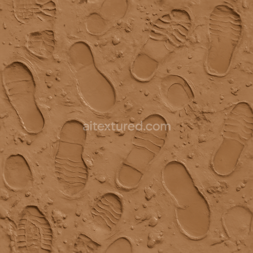 Seamless 8k PBR 3d Texture of Wet Clay Footprints with Mud Splatter Effects