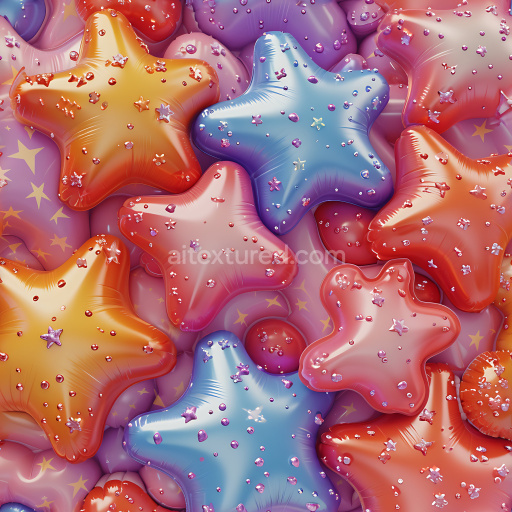 Seamless 3D Inflated Star-Shaped Vinyl Balloon PBR Texture in Multi-Color